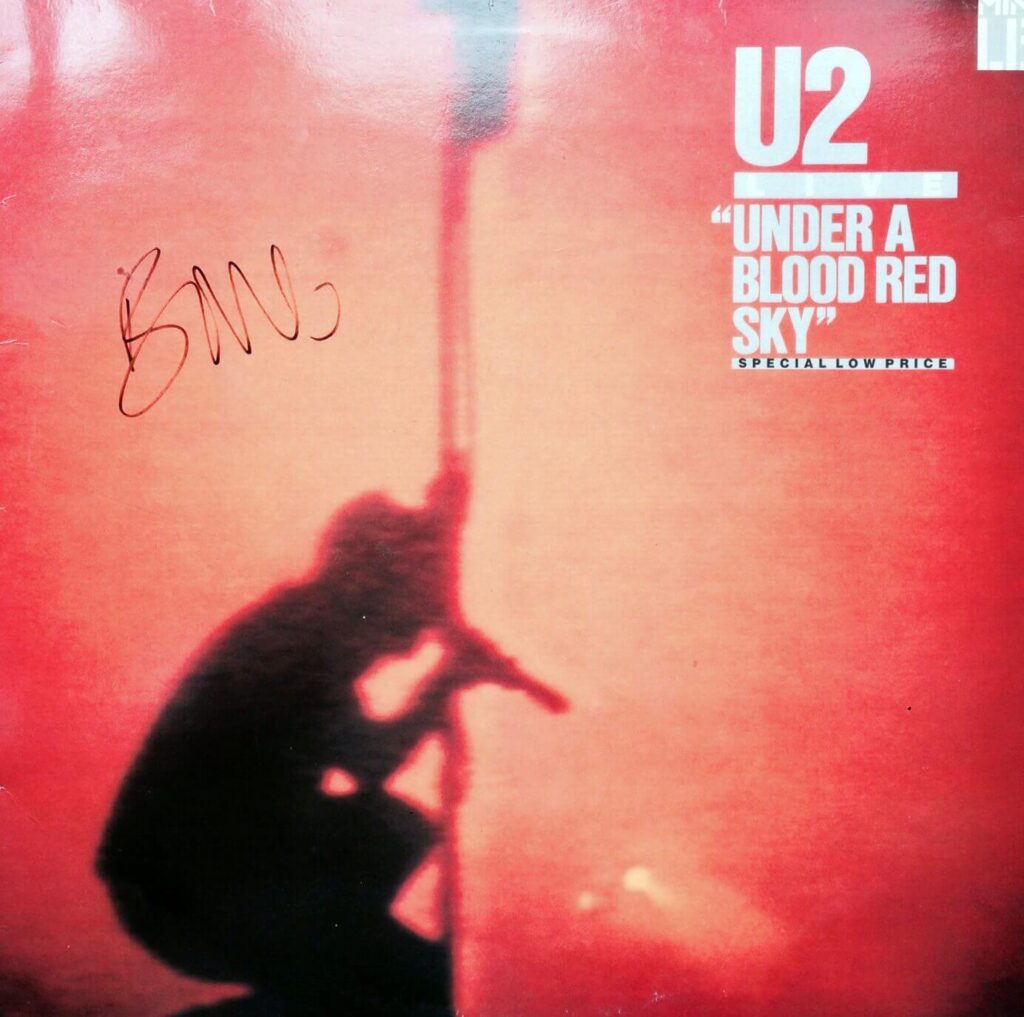 U2: Bono Hand Signed "Under A Blood Red Sky" 12 Inch Single
