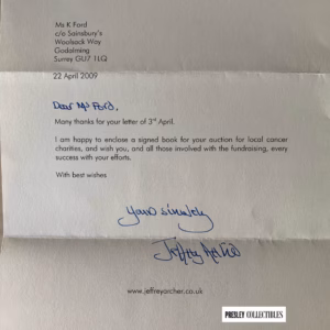 Jeffrey Archer Autograph