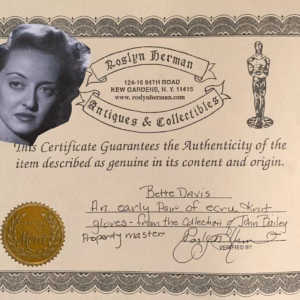 Bette Davis Owned Ecru Knit Gloves