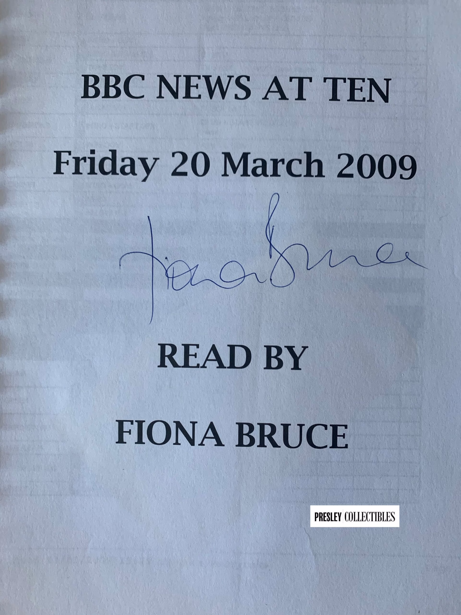 Fiona Bruce Autograph