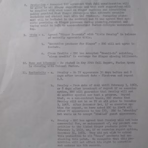 Elvis Presley 1968 NBC Comeback Special Four Page Call Report