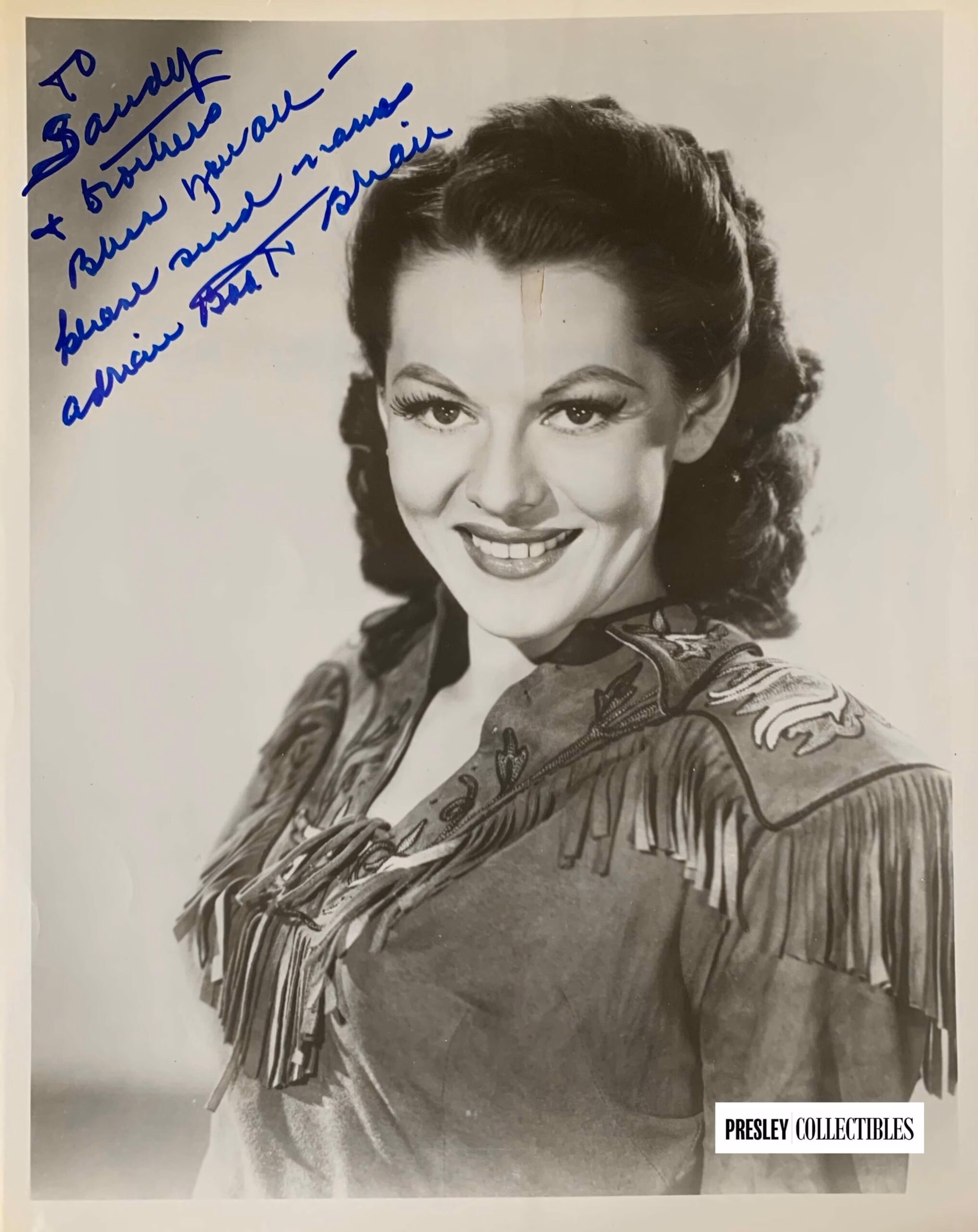 Adrian Booth Autograph: signed promo photo with COA & delivery from Presley Collectibles.