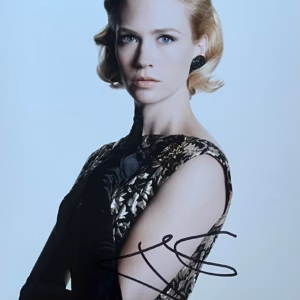 January Jones Autograph signed drama promo photo with Certificate of Authenticity and guarantee, only at Presley Collectibles and ready for secure delivery.