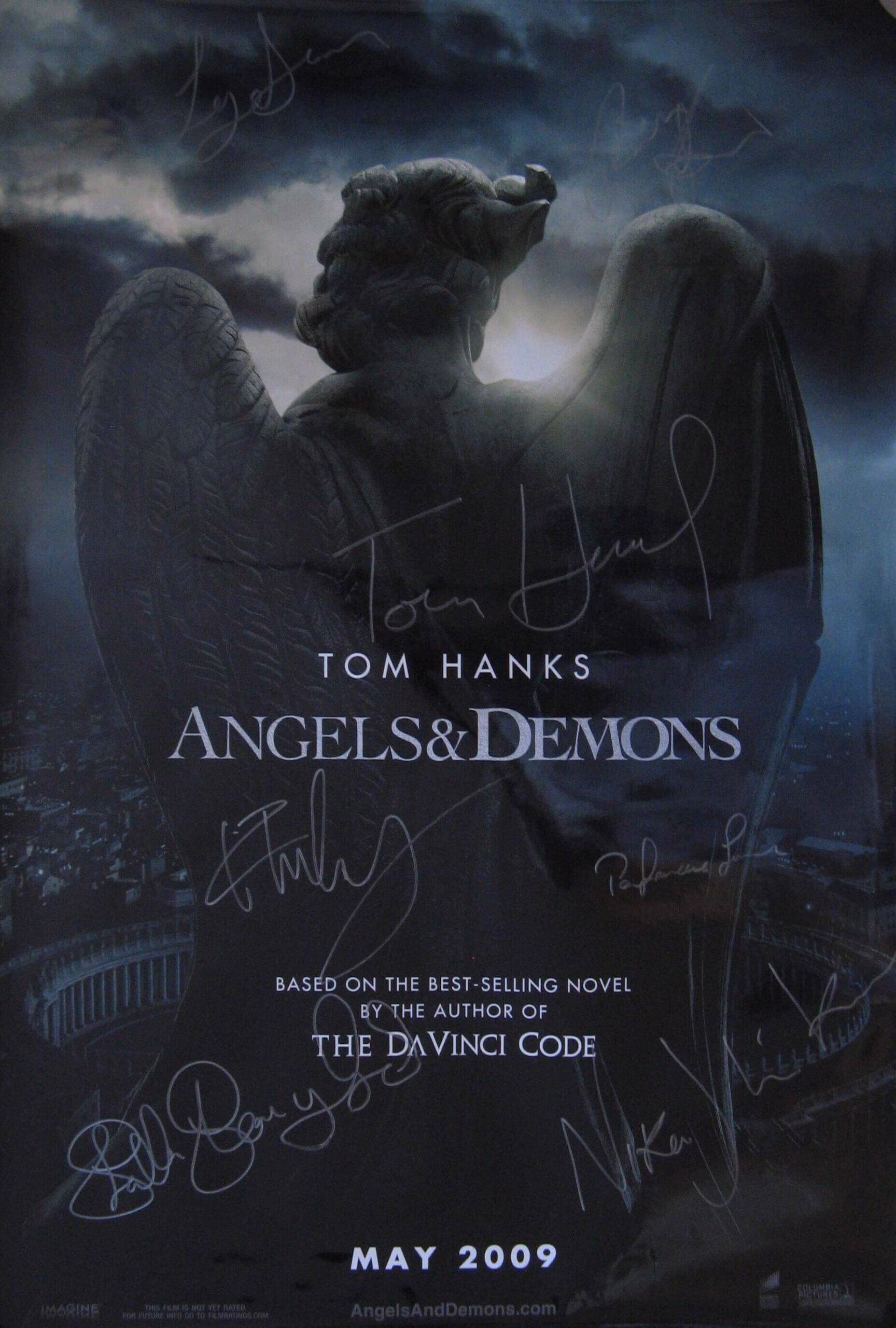 Angels & Demons Cast Signed Poster 27.6"x39.6" multi-signed movie poster with COA and trackable worldwide delivery, Buy movie memorabilia from Presley Collectibles.