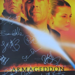 Armageddon Cast Signed Poster original 27.6x39.6 inch movie poster signed by Bruce Willis Ben Affleck Liv Tyler Billy Bob Thornton with COA worldwide delivery