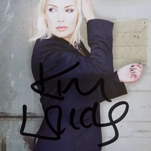 Kim Wilde Autograph: 4.5"x6" Never Say Never promo, signed boldly, COA, guaranteed tracked worldwide delivery by Presley Collectibles.