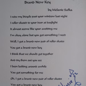 Melanie Hand Signed Brand New Key Lyric Sheet