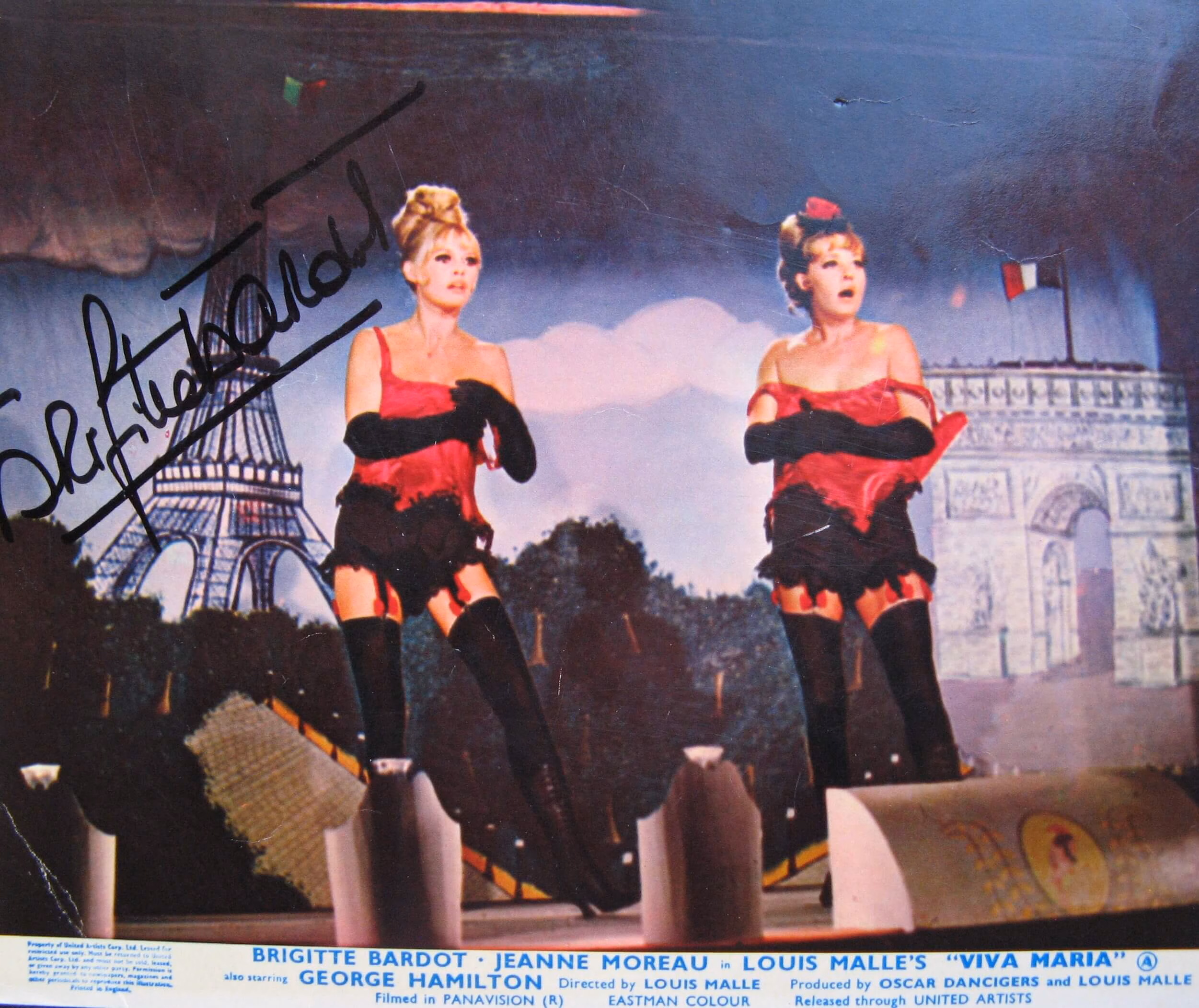 Brigitte Bardot Viva Maria: 12x8 United Artists lobby card striptease, product details, COA included, Buy Movie memorabilia from Presley Collectibles, tracked delivery.