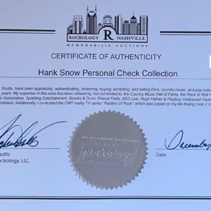 Hank Snow Autograph
