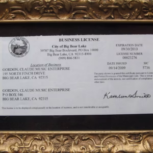 Claude Gordon: Personally Owned Business License