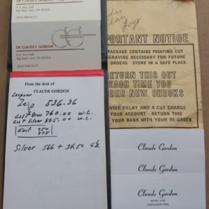 Claude Gordon: Hand Annotated Personal Stationary and Business Cards