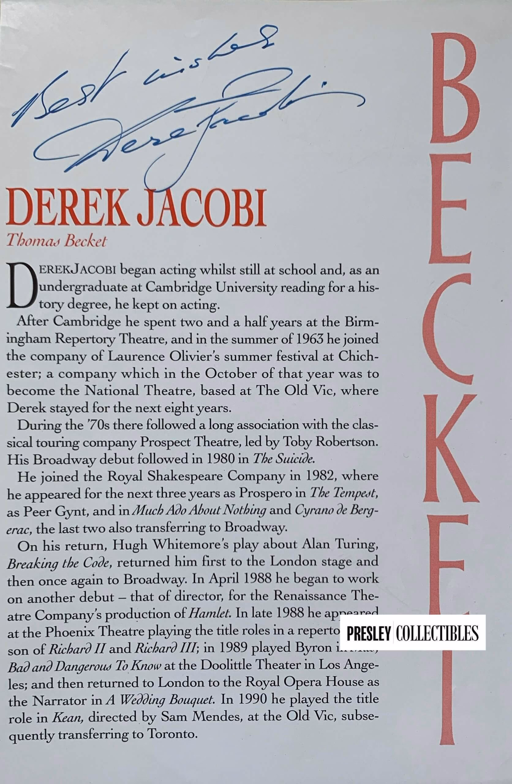 Derek Jacobi Autograph