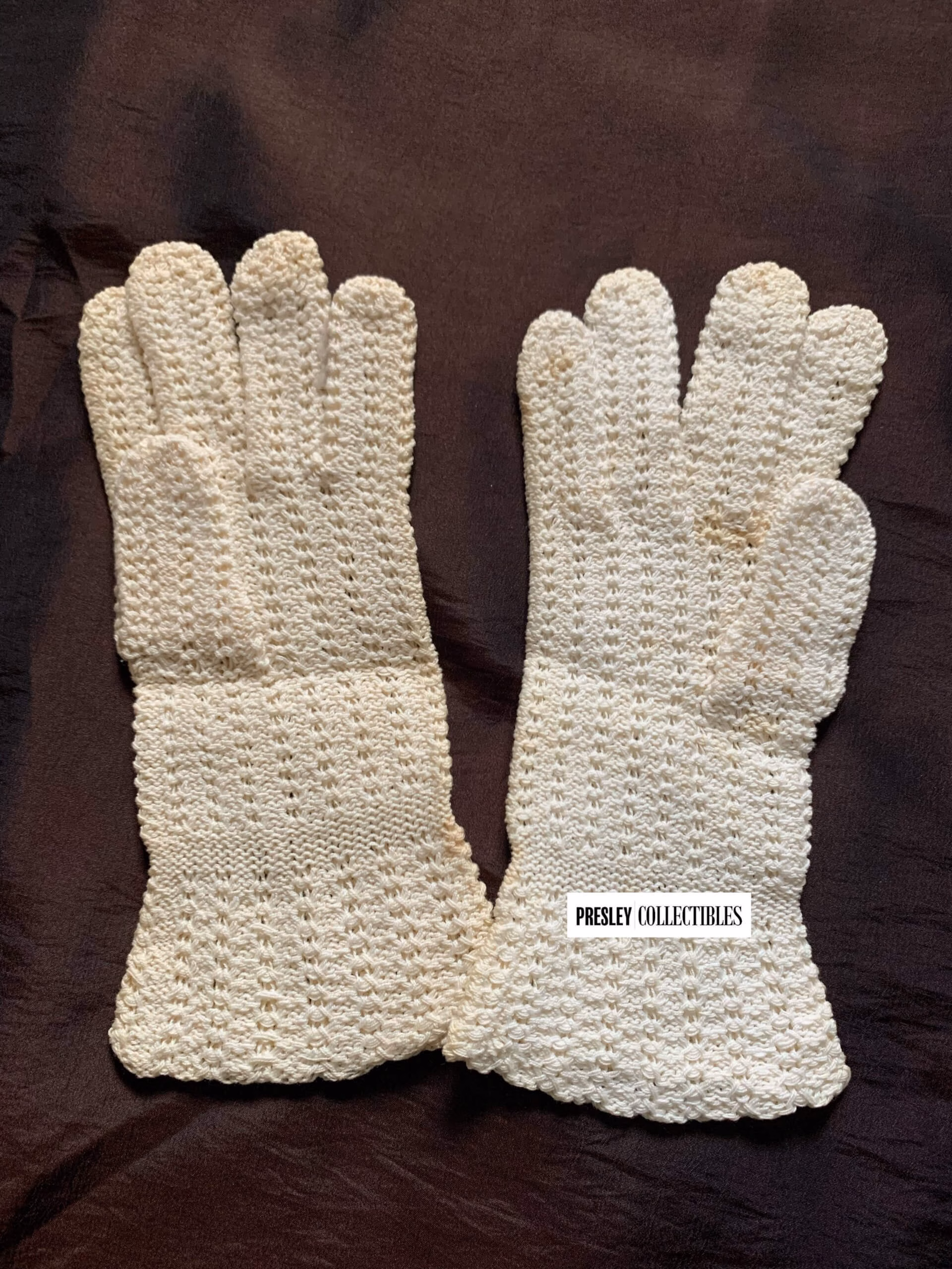 Bette Davis Owned Ecru Knit Gloves