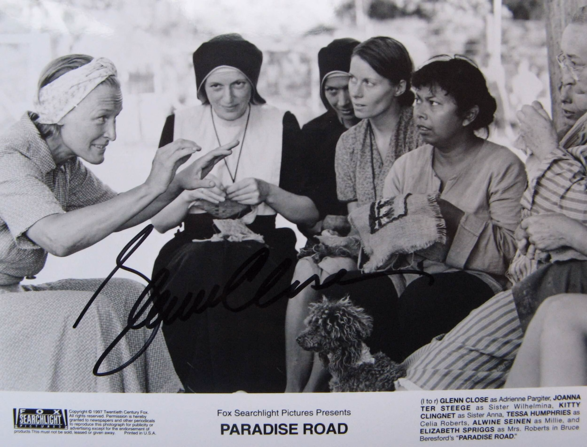 Glenn Close: Hand Signed 10x8 Black and White Movie Theatre Lobby Card