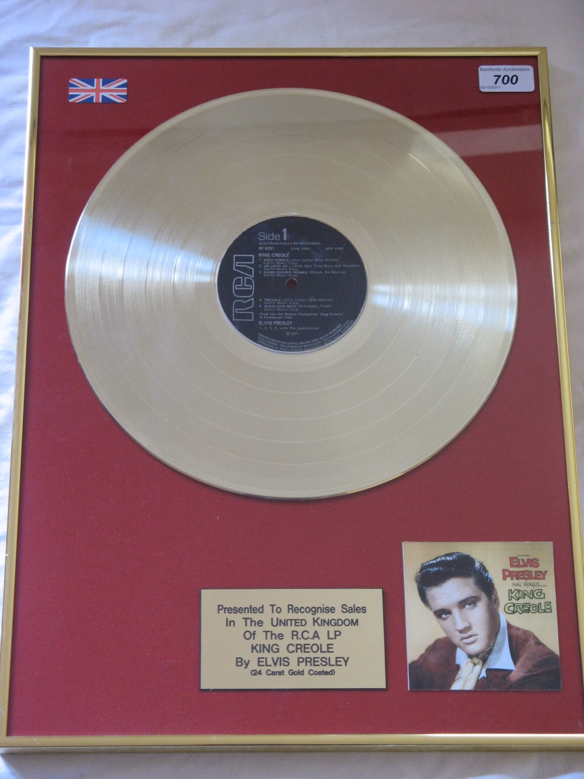 Elvis Presley King Creole. Elvis Presley King Creole gold record presentation in very good condition – authentic music award presentation with worldwide shipping and market leading 90-day money back guarantee.