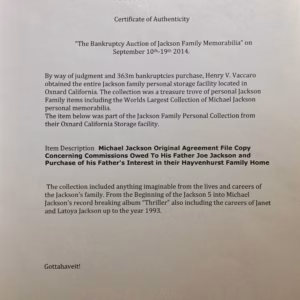 MJ Agreement COA