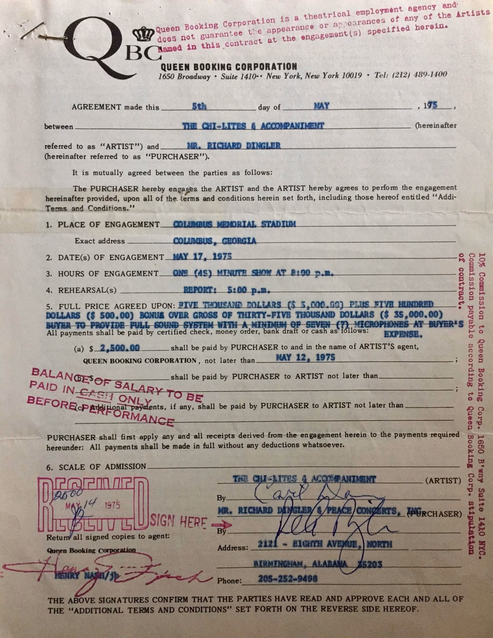 Chi-Lites Original Contract