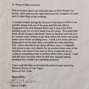 Elvis Presley Bathrobe COA