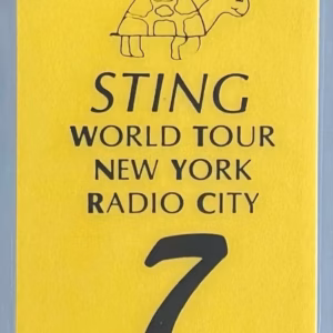 Sting World Tour VIP Pass 1985