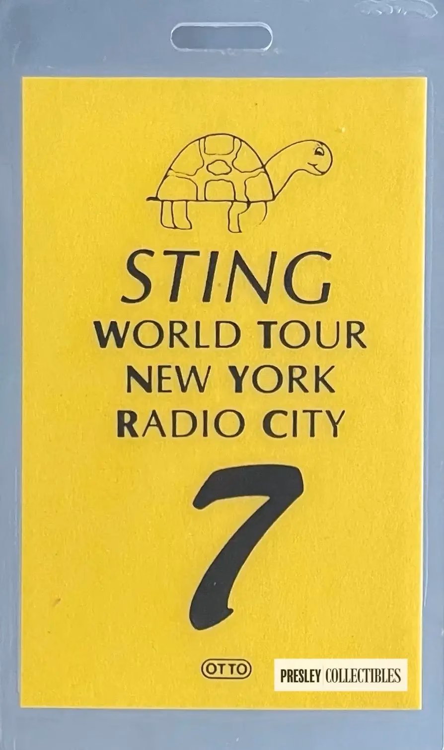 Sting World Tour VIP Pass 1985