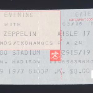 Vintage Led Zeppelin Concert Ticket