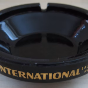 International Casino: Black Glass Ash Tray - Las Vegas