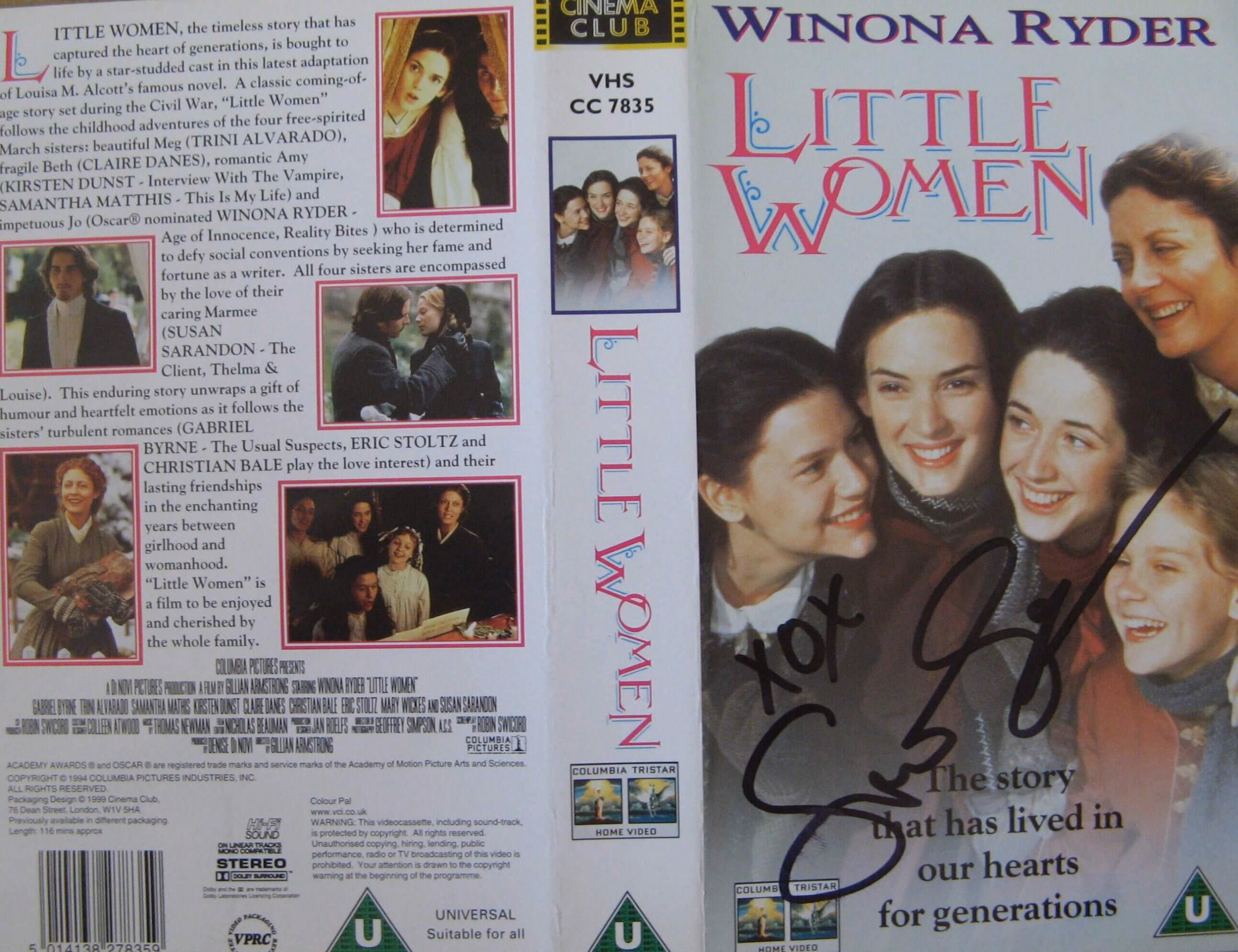 Susan Sarandon: Hand Signed "Little Women" VHS Cover