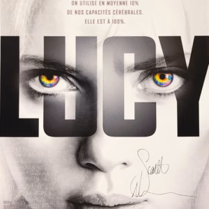 Scarlett Johansson Signed Poster 24"x36" Lucy full colour promotional movie poster signed in black ink with COA and tracked worldwide delivery, Buy movie memorabilia from Presley Collectibles.