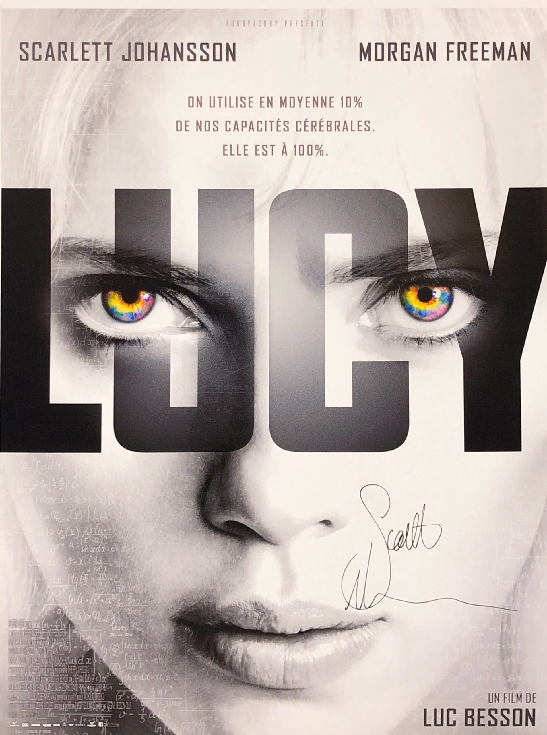 Scarlett Johansson Signed Poster 24"x36" Lucy full colour promotional movie poster signed in black ink with COA and tracked worldwide delivery, Buy movie memorabilia from Presley Collectibles.