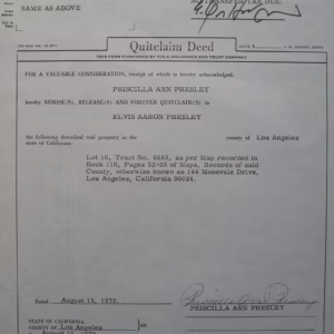 Priscilla Presley Signed Quitclaim