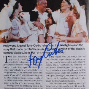Tony Curtis: Hand Signed Magazine Page