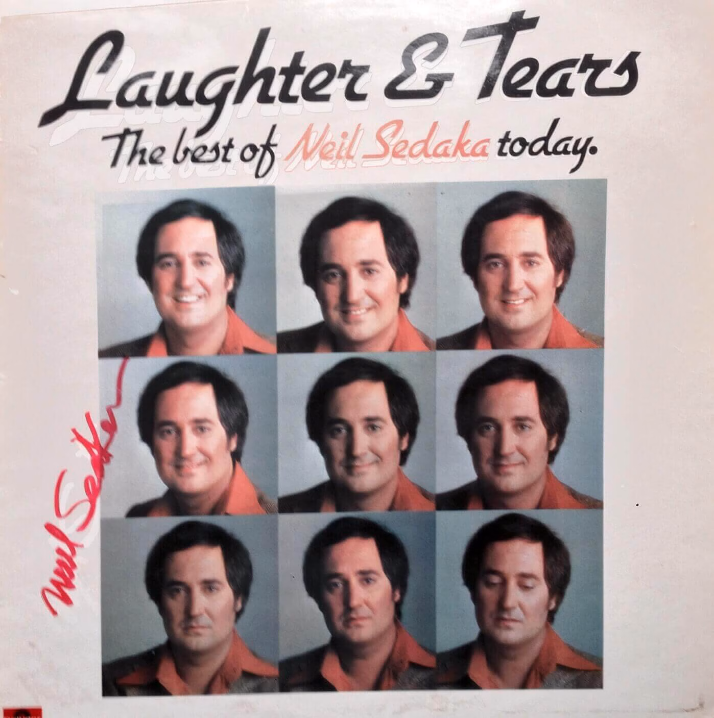 Neil Sedaka Laughter and Tears signed vinyl LP compilation with COA from Presley Collectibles, 1976 Polydor pop music memorabilia.