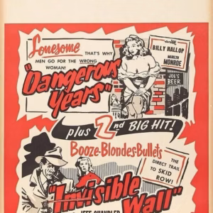Marilyn Monroe Rare 1947 Dangerous Years Original Window Card