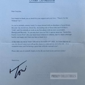 Toni Braxton Signed Letter