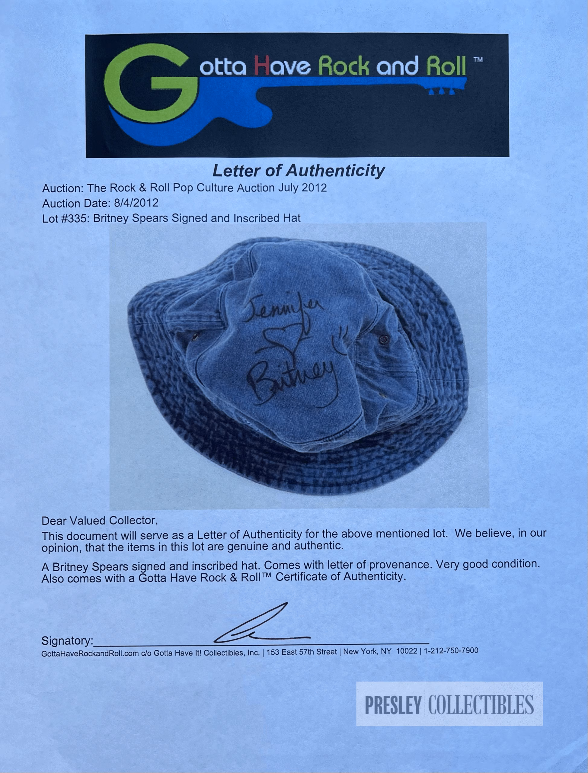 Britney Spears Signed Hat - Image 2