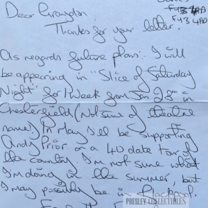Bernie Nolan Signed Letter