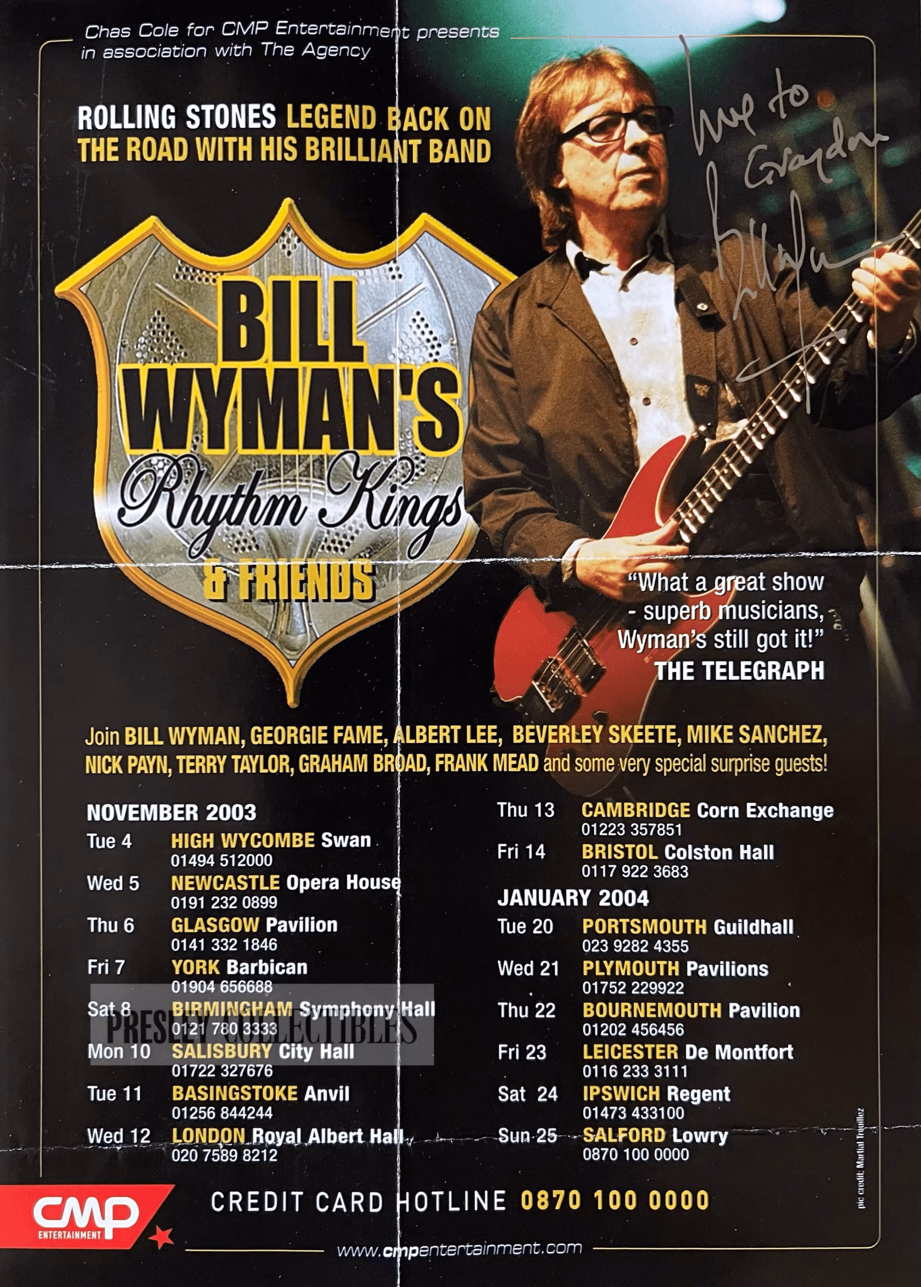 Bill Wyman Autographed Flyer