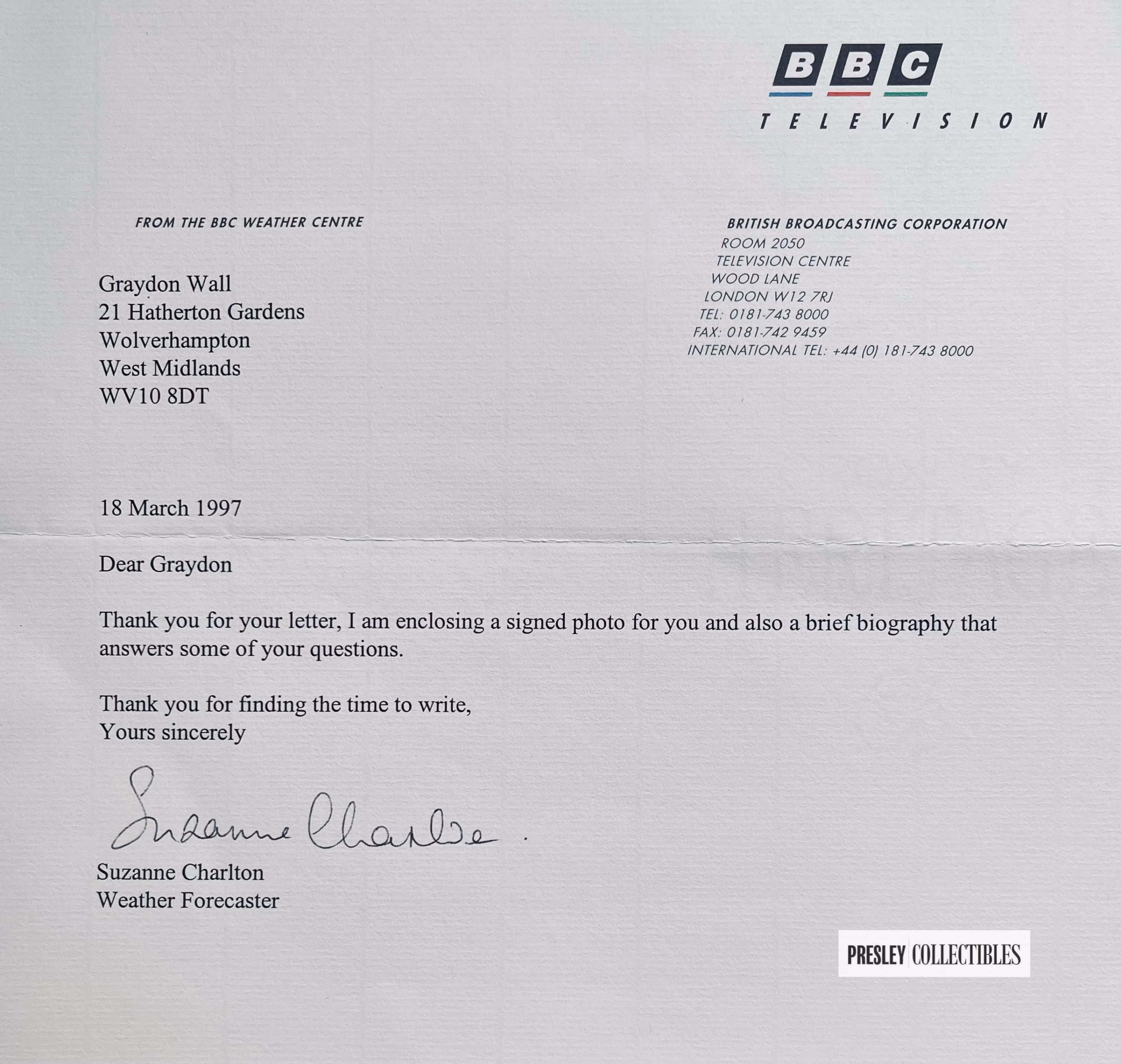 Suzanne Charlton Autograph