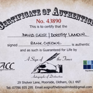 Dorothy Lamour Autograph