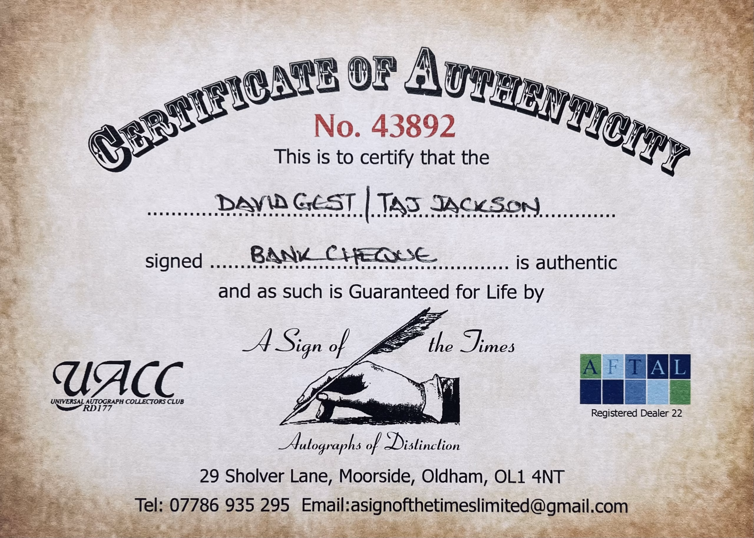 Taj Jackson Autograph