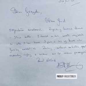 Ian McElhinney Signed Letter