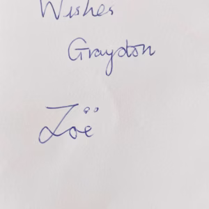Zoe Grisedale Autograph