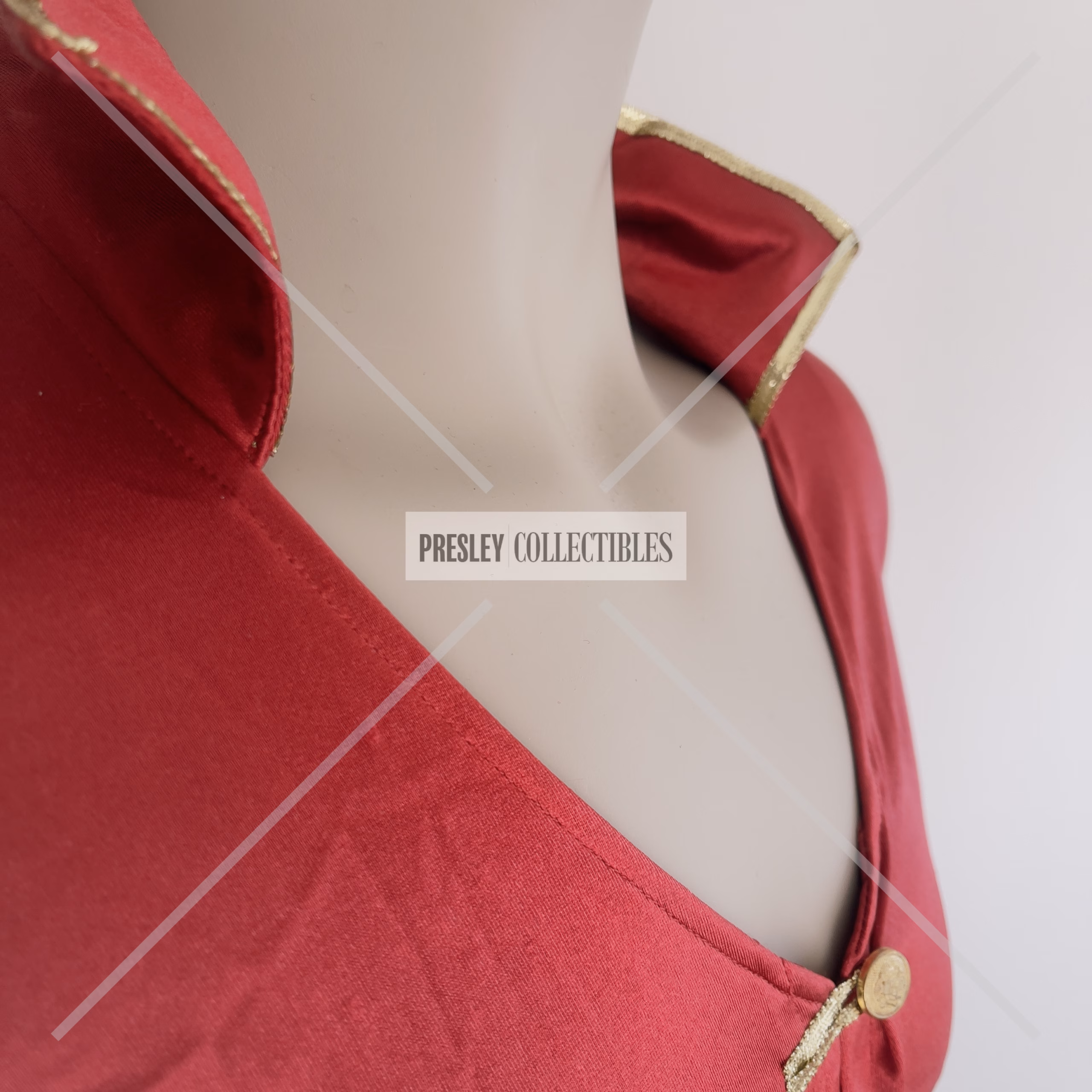 Britney Spears owned and worn red and gold ringmaster jacket in excellent condition from 2009 – authentic music celebrity worn clothing with Certificate of Authenticity (COA).