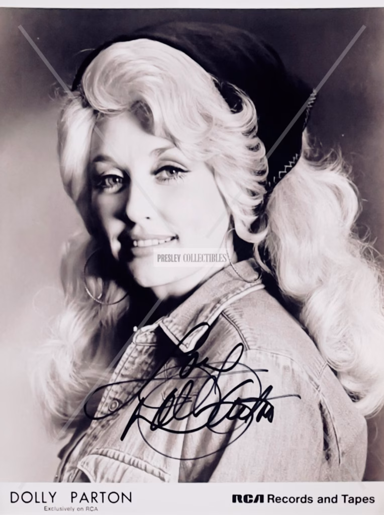 Dolly Parton Signed RCA Photo: original signed promo portrait, product details, COA included, Buy Country Music memorabilia from Presley Collectibles, trackable delivery.