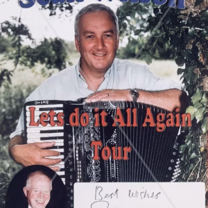 Double-sided Sean Wilson UK tour concert flyer signed in black ink on white sticker, Sean Wilson Autograph, music memorabilia with COA, provenance and worldwide shipping.