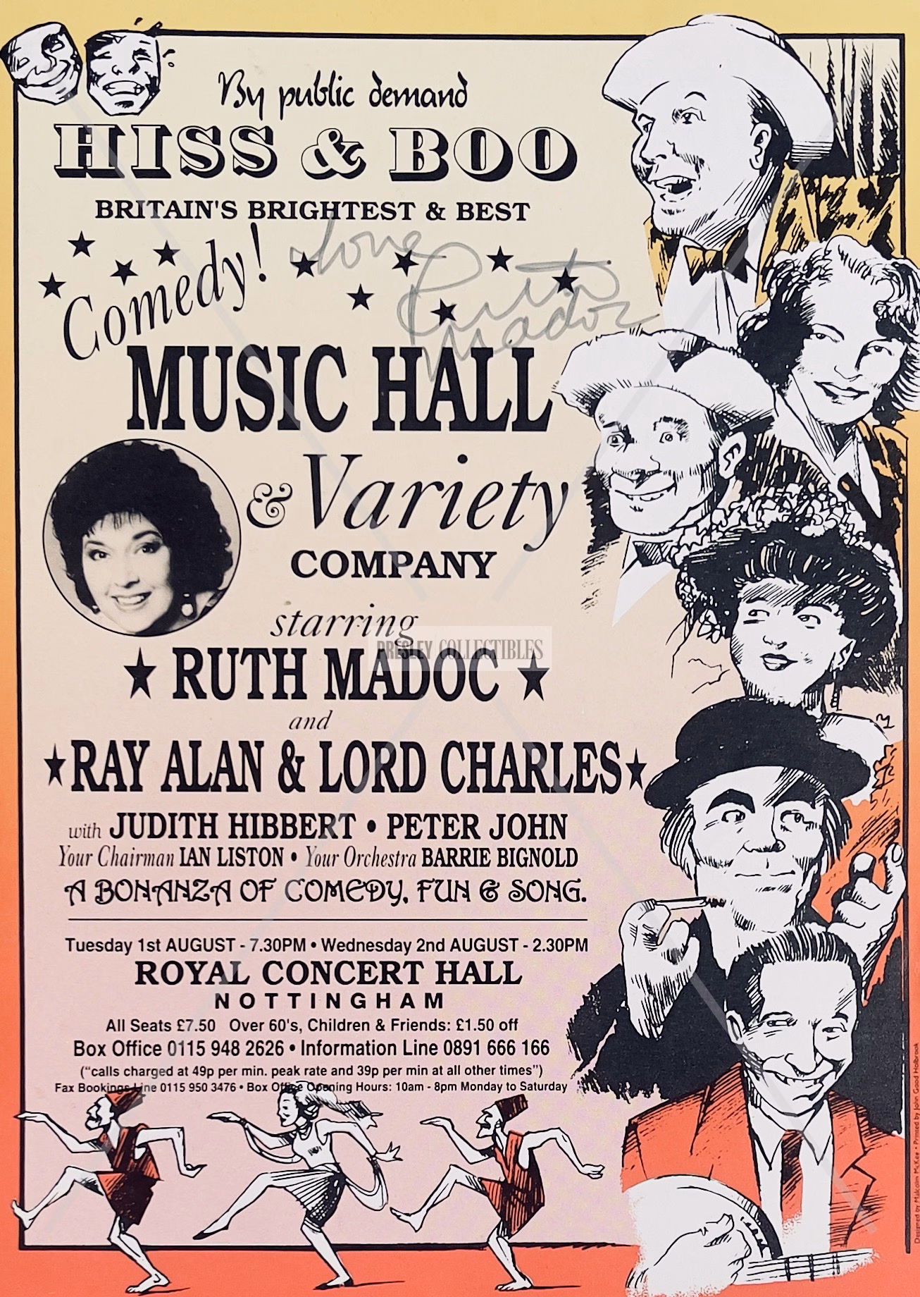 Ruth Ruth Madoc Autograph: signed theatre flyer with COA & delivery from Presley Collectibles.Autograph