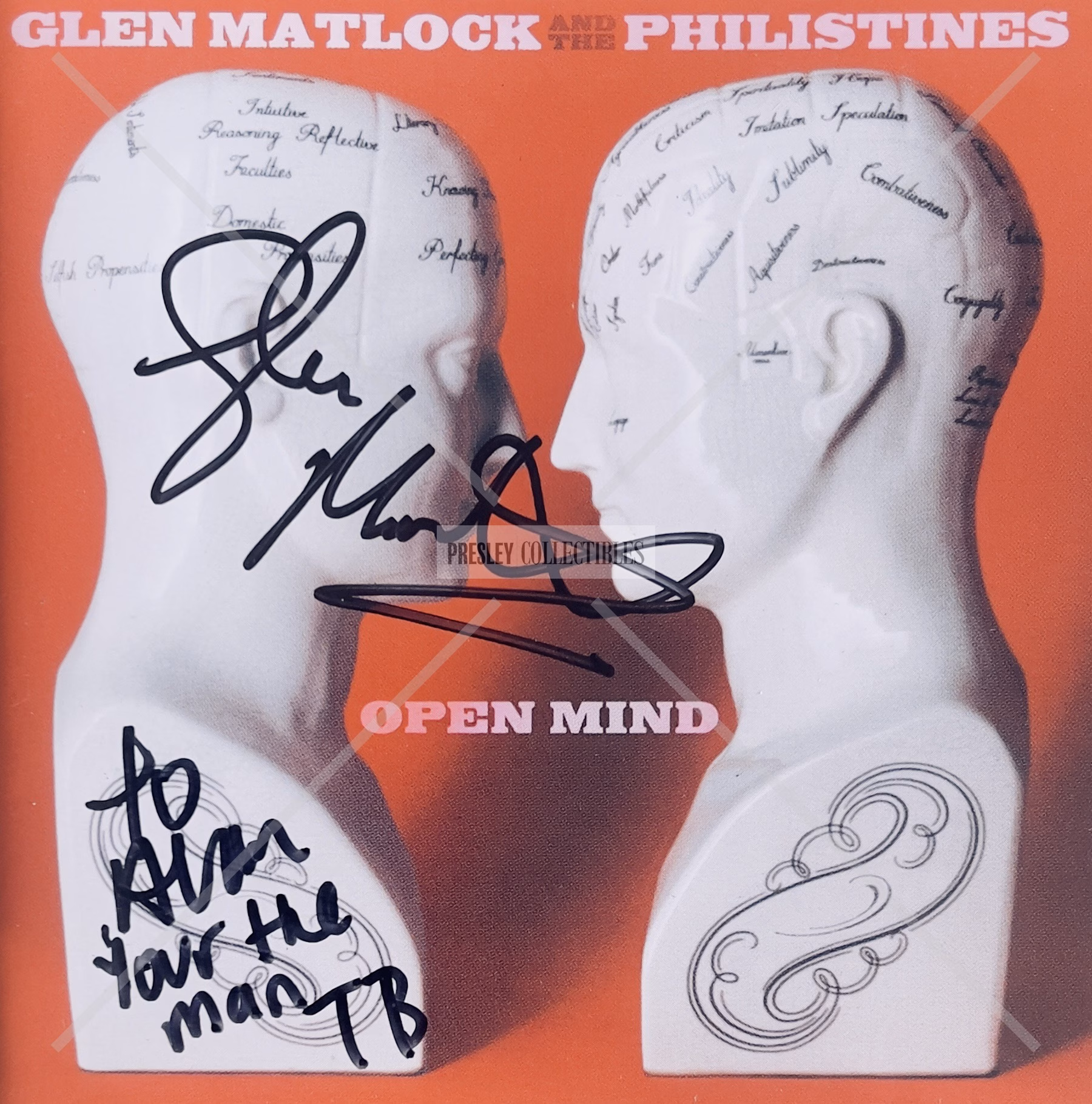 Glen Matlock Autograph on Open Mind Philistines CD inlay, co‑signed by Patti Palladin and Steve New, with red disc, case and COA from Presley Collectibles.