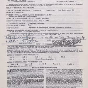 Michelle Royer Autograph hand‑signed Michelle Royer Standard AFTRA Engagement Contract featuring Certificate of Authenticity and worldwide shipping.