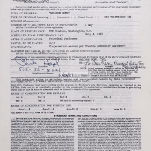 Chuck Hagel Autograph hand‑signed AFTRA contract featuring Certificate of Authenticity and worldwide tracked shipping.
