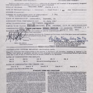 Michael Hirsh Autograph hand‑signed AFTRA contract featuring Certificate of Authenticity and worldwide shipping.